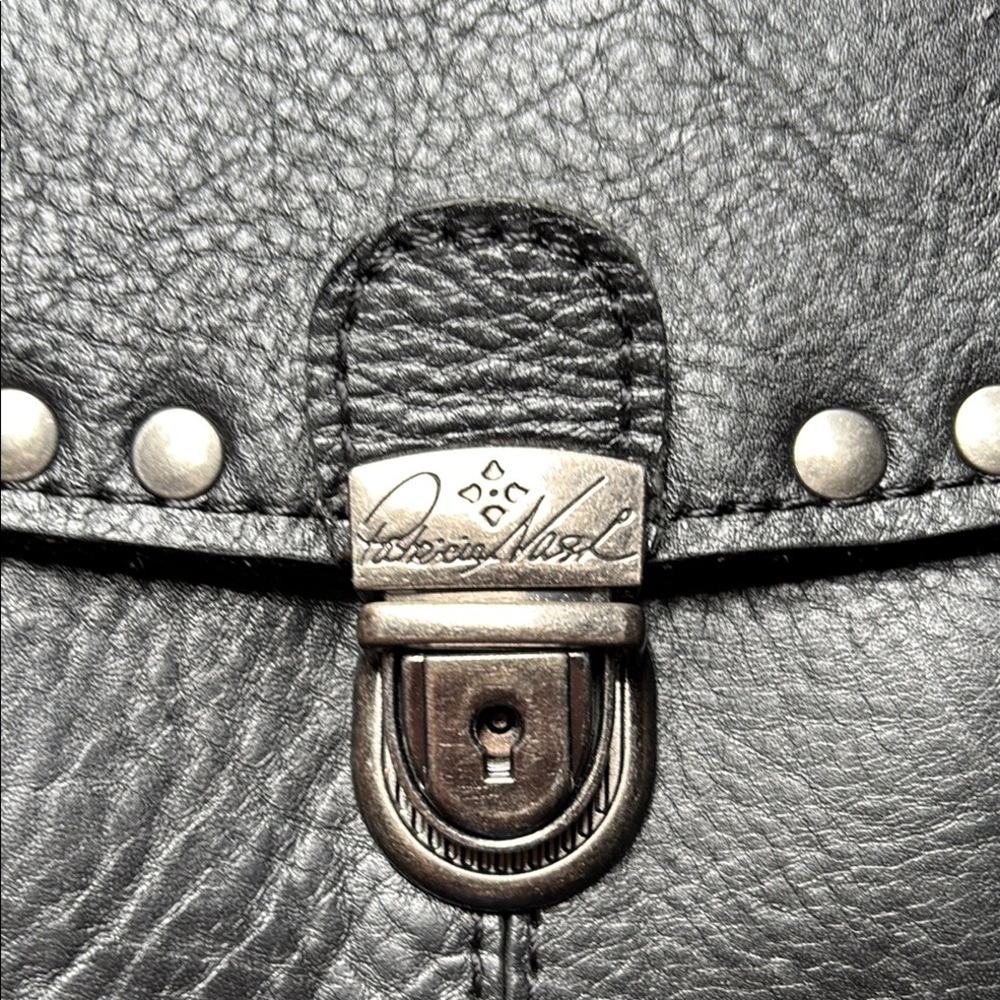Patricia Nash Black Leather Studded Handbag - Picture 4 of 9